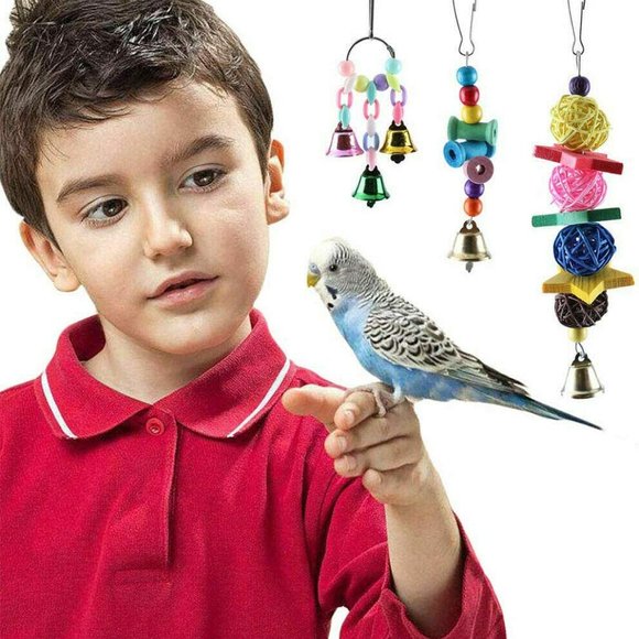 10 Packs Bird Swing Chewing Toys- Parrot Hammock Bell Toys Parrot Cage Toy Bird - Picture 3 of 8